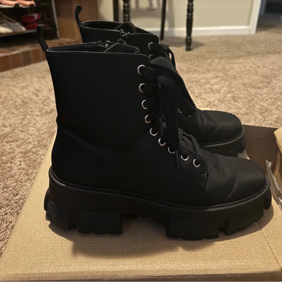 Steve Madden Black Combat Boots - Picture 7 of 8